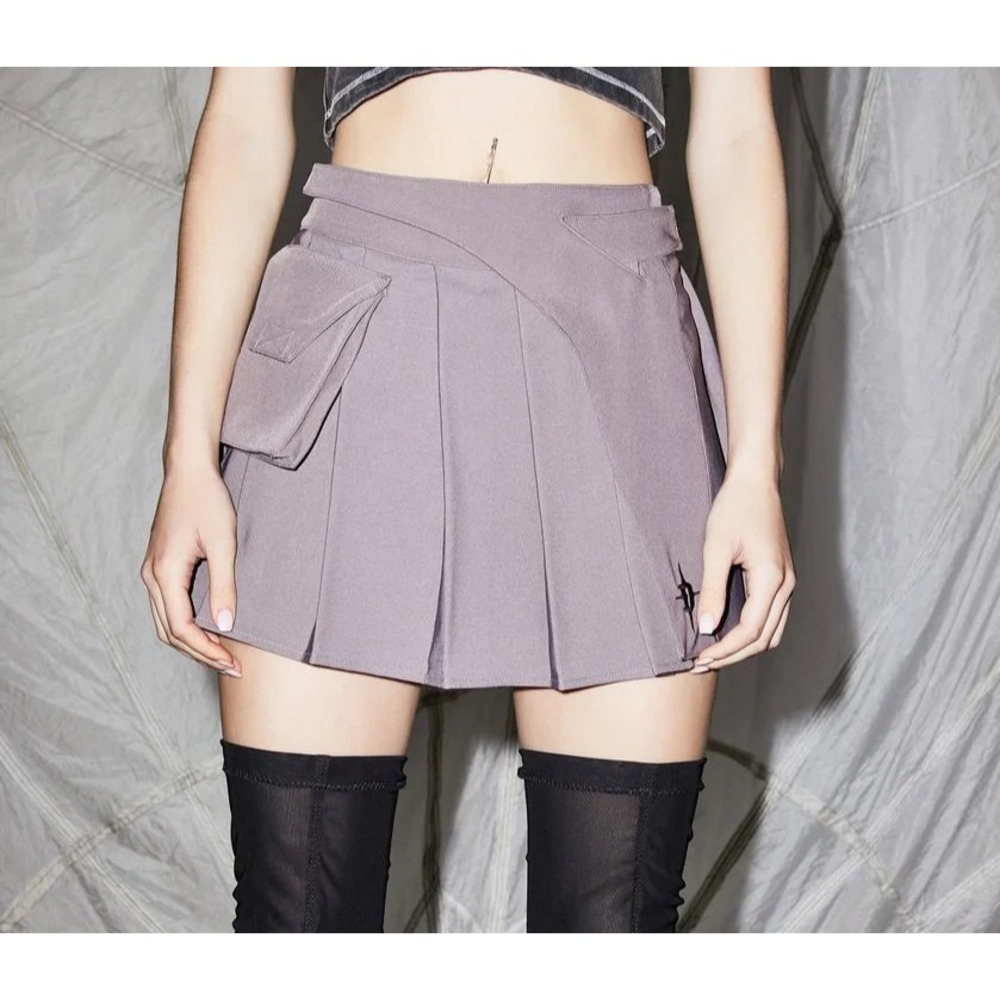 Dolls Kill Darker Wavs Reverb Pleated Wrap Mini Skirt Womens Small Goth Emo